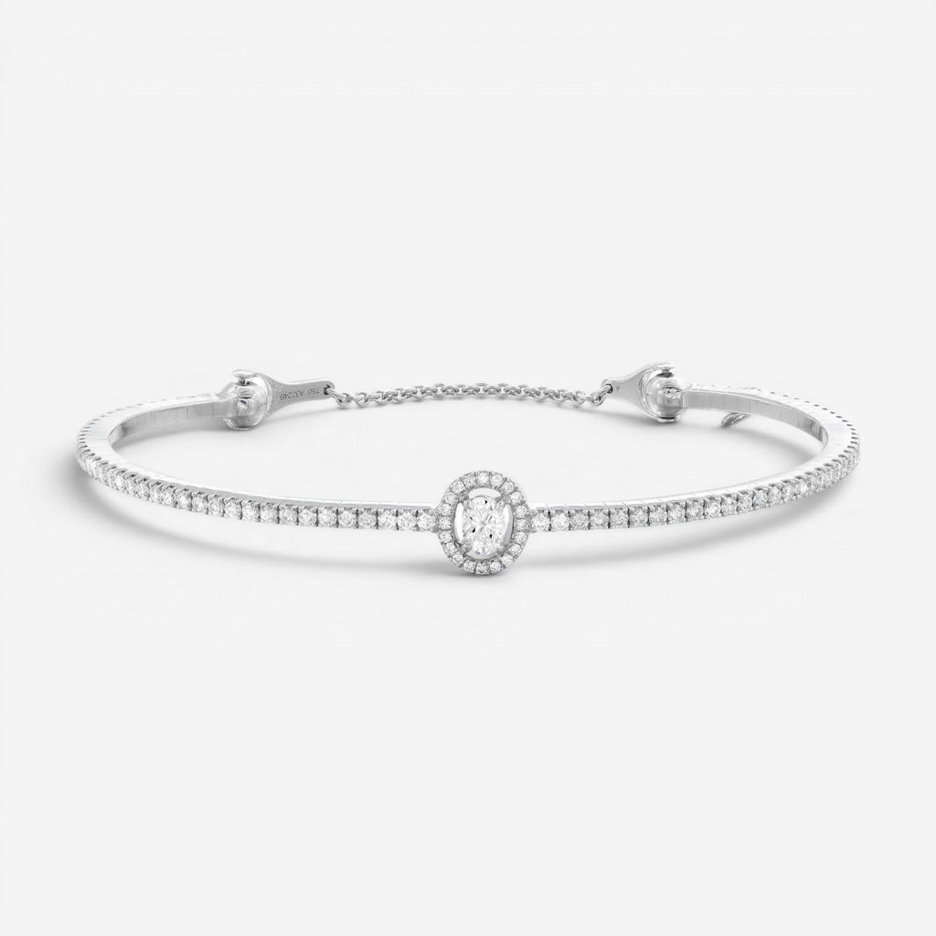 Messika Glam'Azone Skinny Armreif 18 Kt Weissgold mit Diamanten 06160-WG (Grösse M)