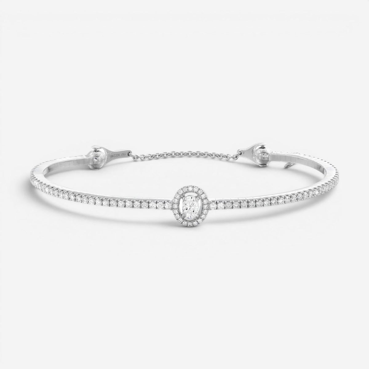 Messika Glam'Azone Skinny Armreif 18 Kt Weissgold mit Diamanten 06160-WG (Grösse M)
