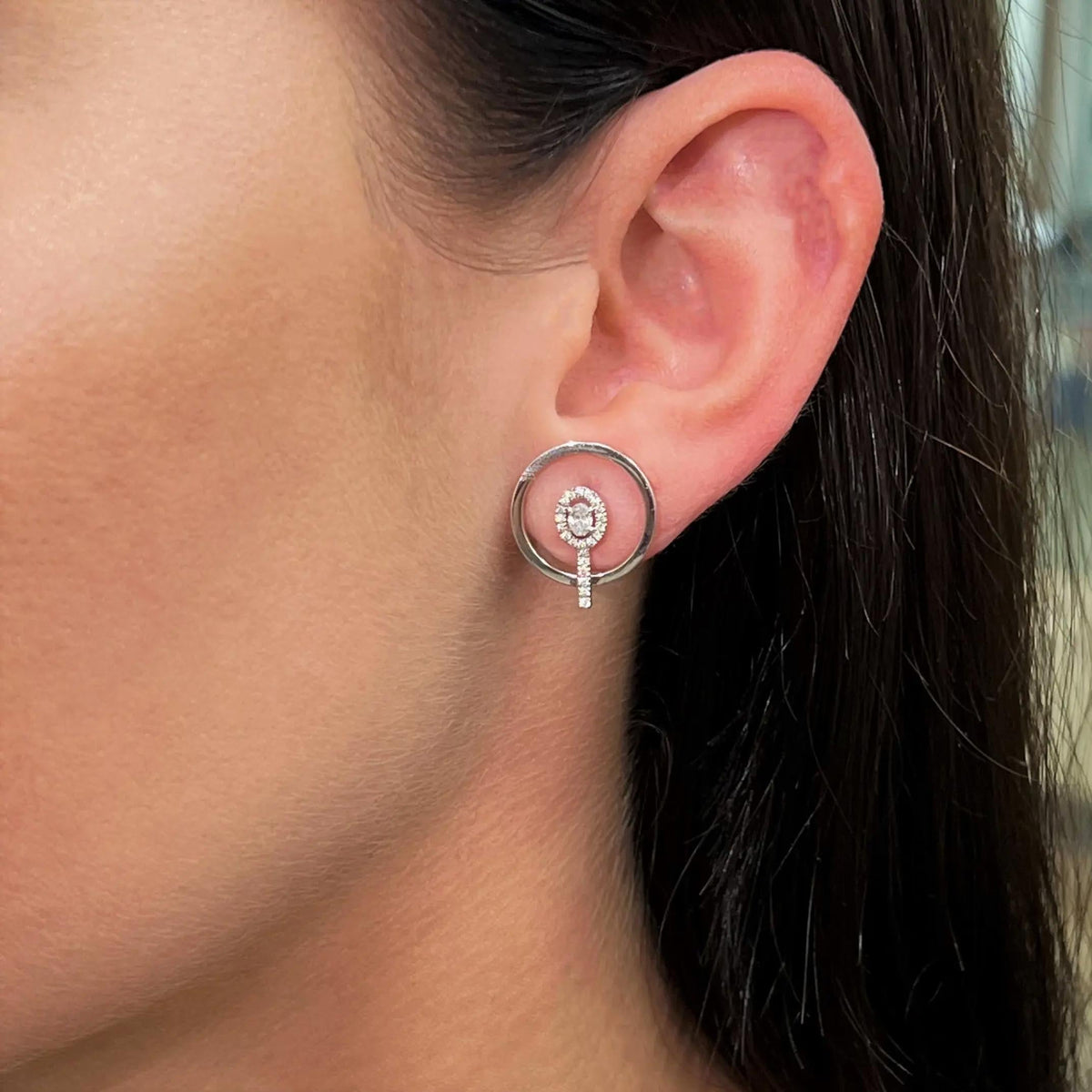 Messika Glam'Azone Graphic Ohrringe 18 Kt Weissgold mit Diamanten 07179-WG
