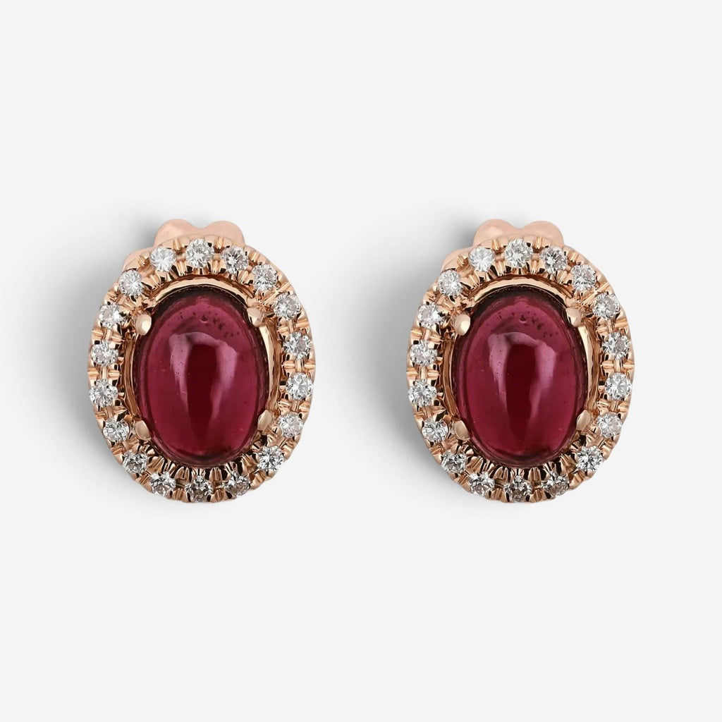 Salvini Ohrstecker 18 Kt Roségold mit Rubin-Cabochon und Diamanten 20055581