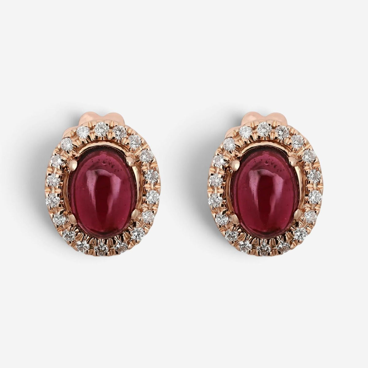 Salvini Ohrstecker 18 Kt Roségold mit Rubin-Cabochon und Diamanten 20055581
