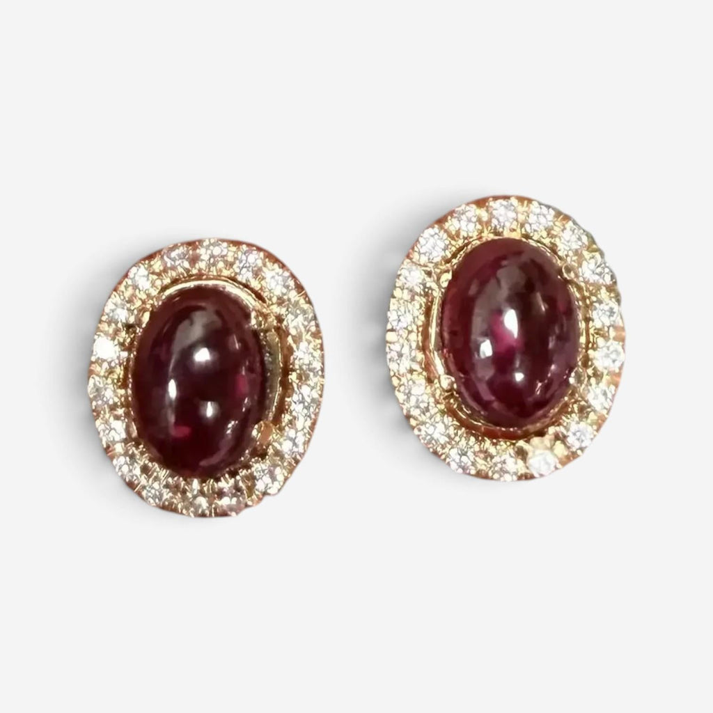 Salvini Ohrstecker 18 Kt Roségold mit Rubin-Cabochon und Diamanten 20055581