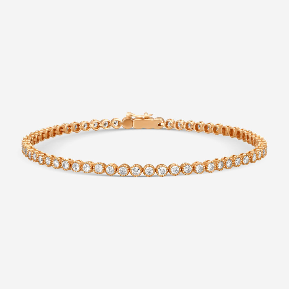 Mémoire Milgrain Tennisarmband 18 Kt Roségold mit Diamanten 2,00 ct CBDD134