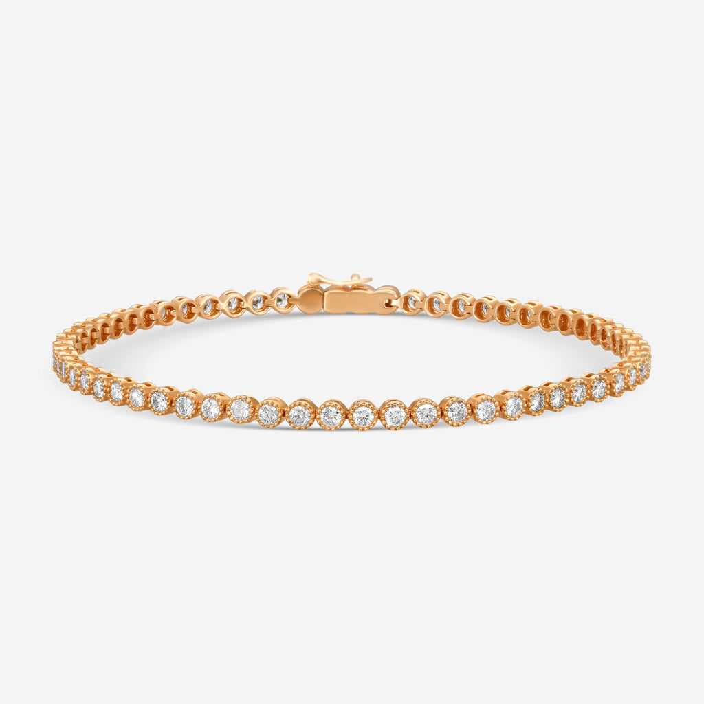 Mémoire Milgrain Tennisarmband 18 Kt Roségold mit Diamanten 2,00 ct CBDD134