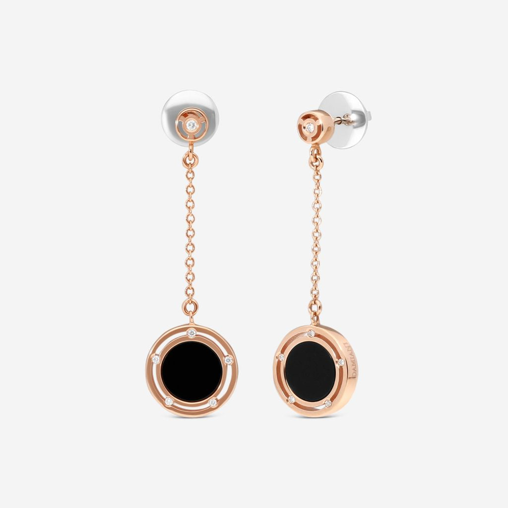 Damiani D.Side Ohrhänger 18 Kt Roségold mit Onyx und Diamanten 20086900