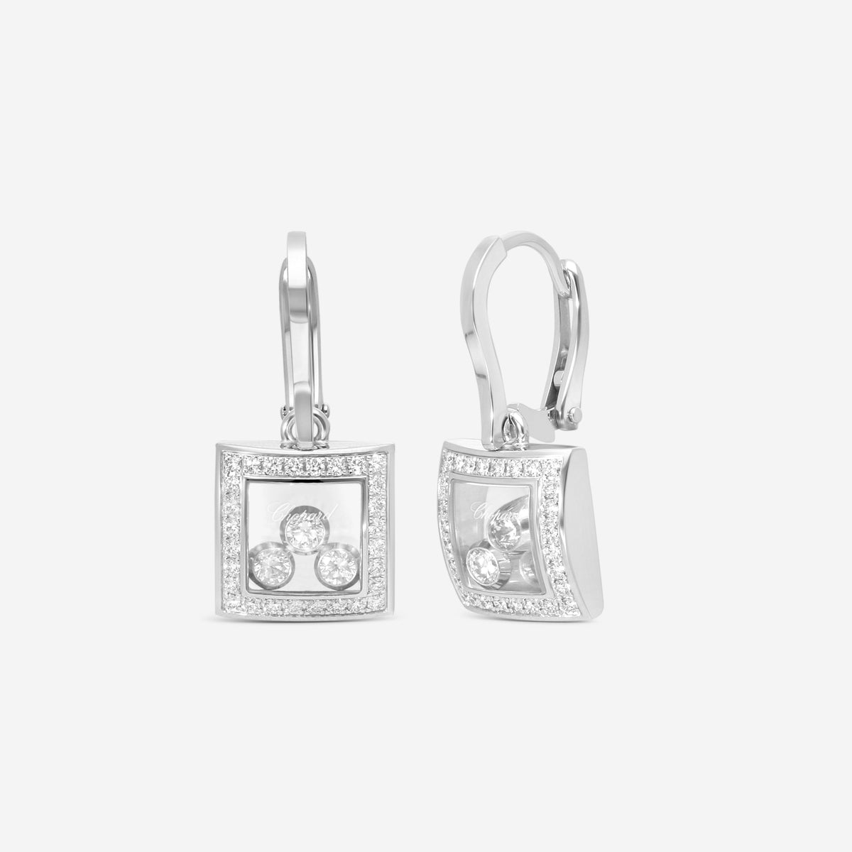 Chopard Happy Curves Ohrhänger 18 Kt Weissgold mit Diamanten 839224-1004