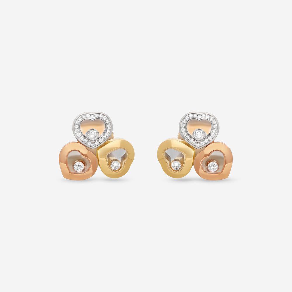 Chopard Happy Curves Ohrringe 18 Kt Gelb-, Rosé- und Weissgold mit Diamanten 839390-9002