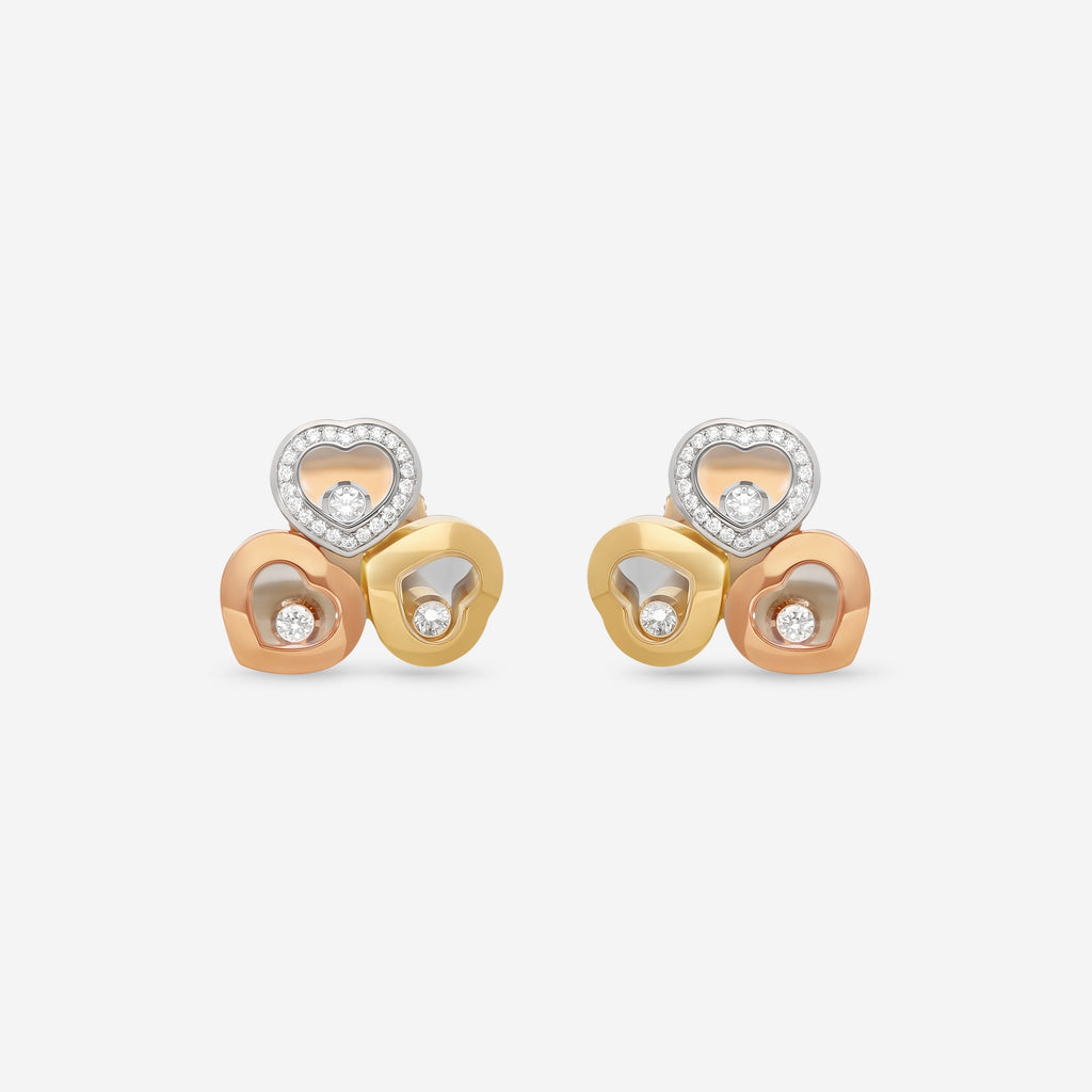 Chopard Happy Curves Ohrringe 18 Kt Gelb-, Rosé- und Weissgold mit Diamanten 839390-9002