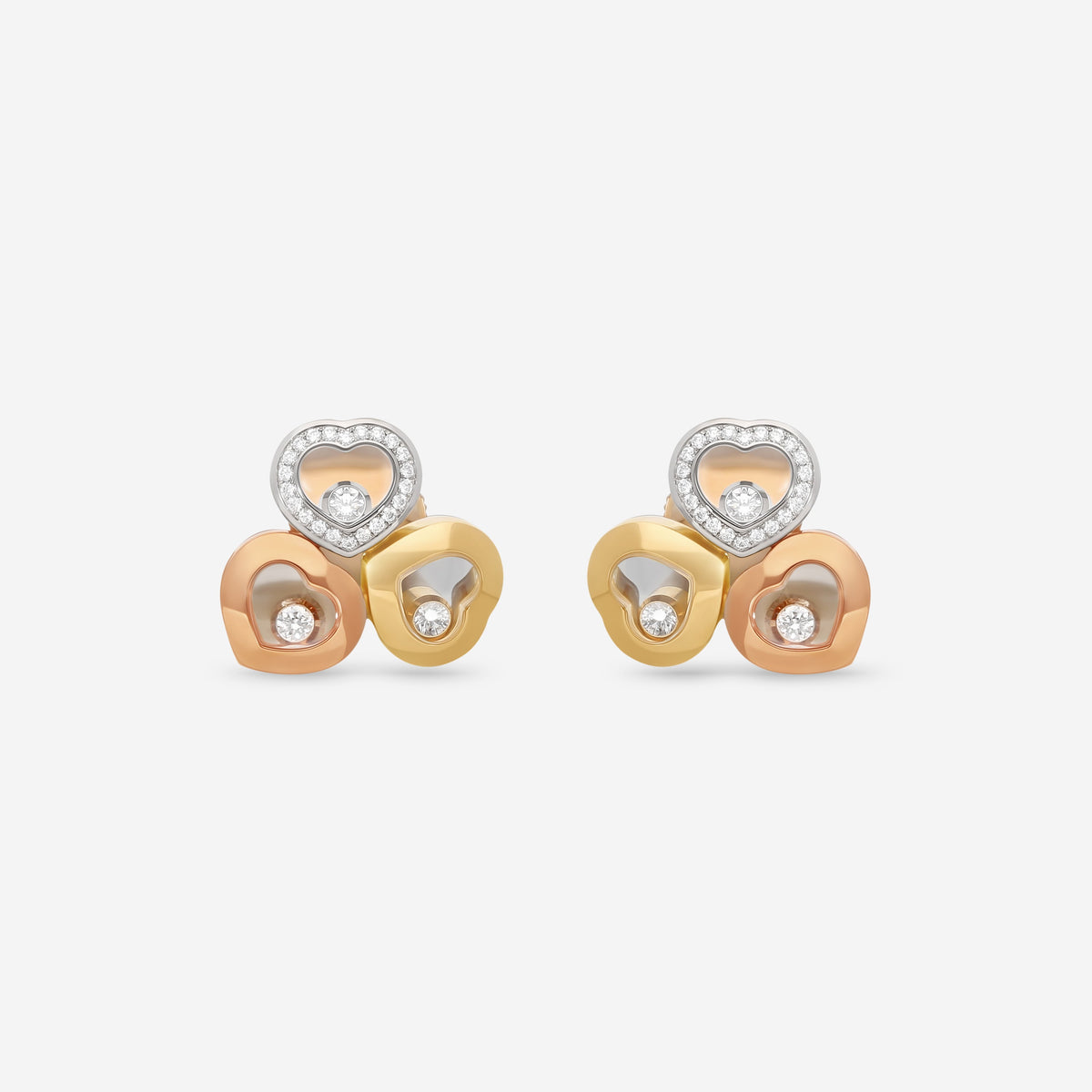 Chopard Happy Curves Ohrringe 18 Kt Gelb-, Rosé- und Weissgold mit Diamanten 839390-9002