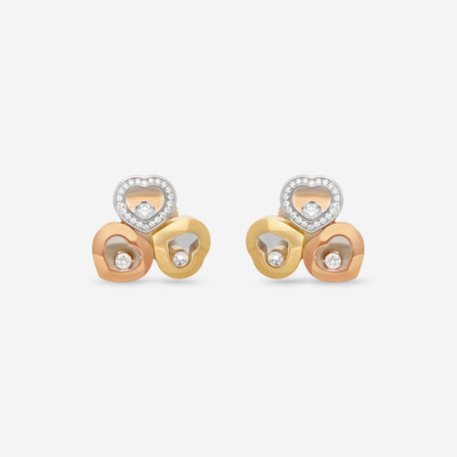 Chopard Happy Curves Ohrringe 18 Kt Gelb-, Rosé- und Weissgold mit Diamanten 839390-9002