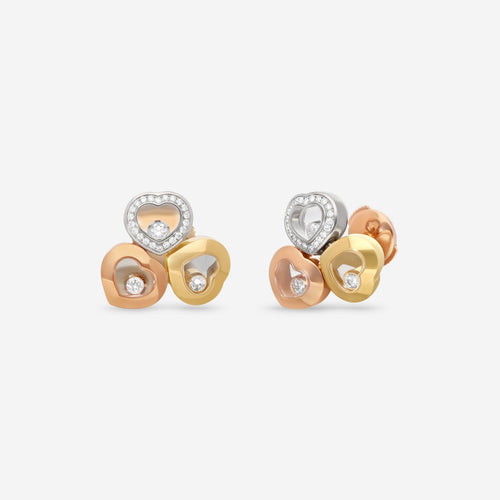 Chopard Happy Curves Ohrringe 18 Kt Gelb-, Rosé- und Weissgold mit Diamanten 839390-9002
