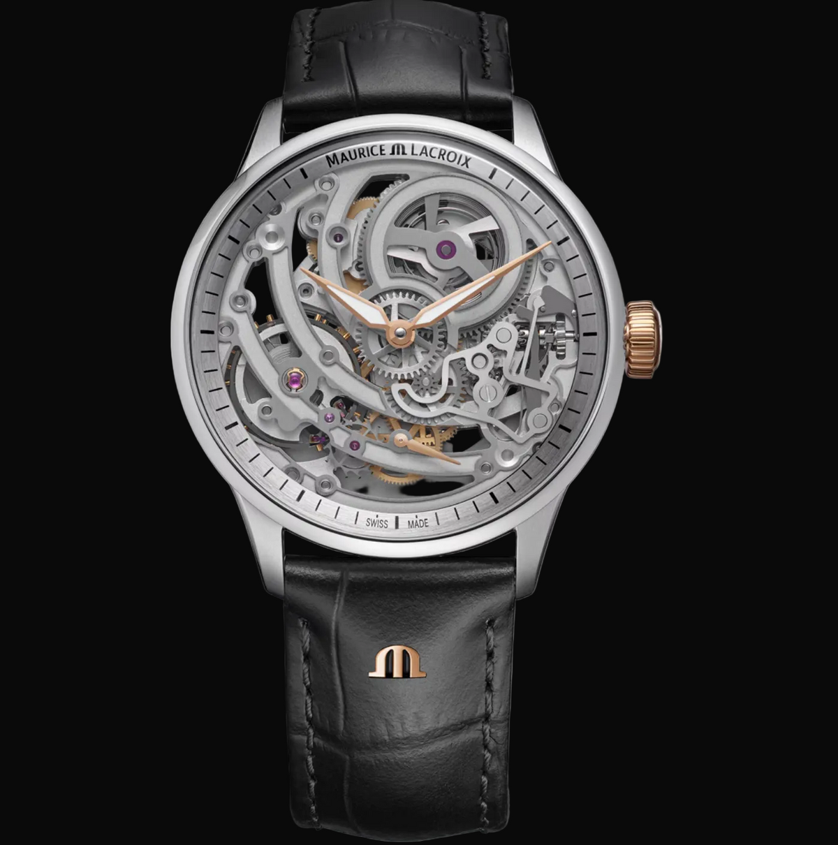 Maurice Lacroix 1975 Master Squelette 43mm Skelett / Lederband Schwarz 758108-S1S12-002-3