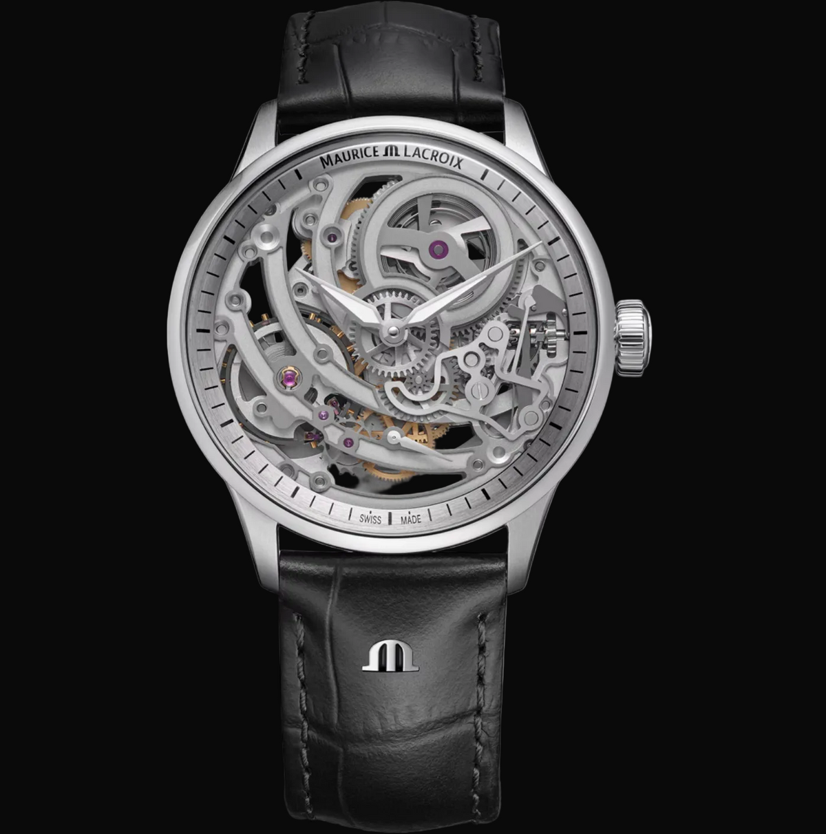 Maurice Lacroix 1975 Master Squelette 43mm Skelett / Lederband 758108-S1S12-001-3