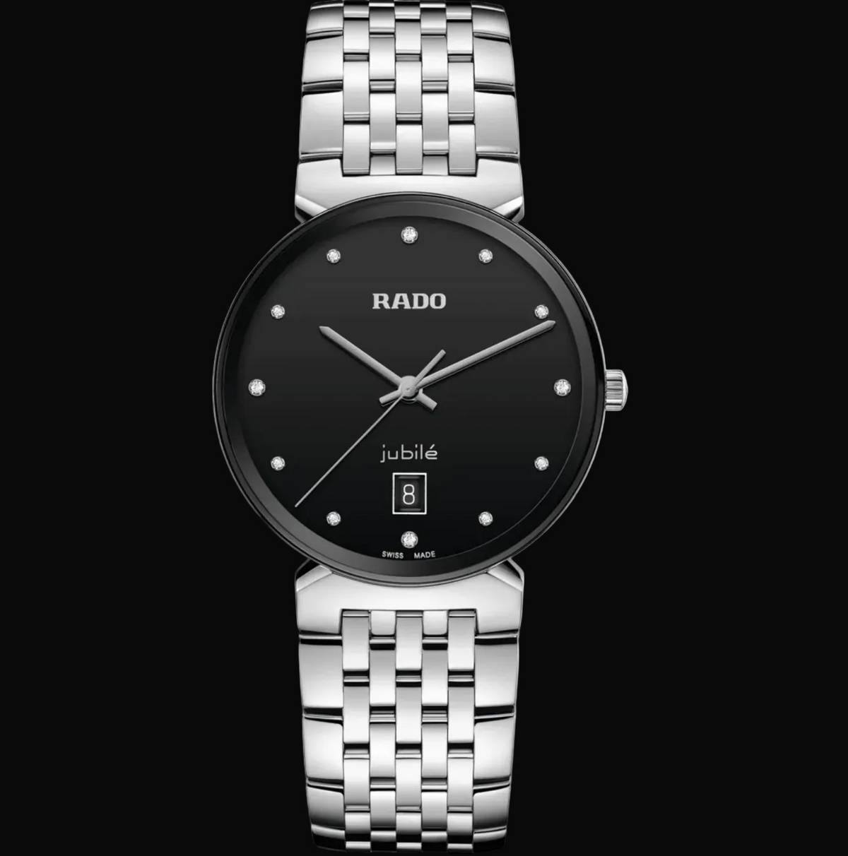 Rado Florence L Jubilé 38mm Schwarz / Edelstahl mit Diamanten R48912733