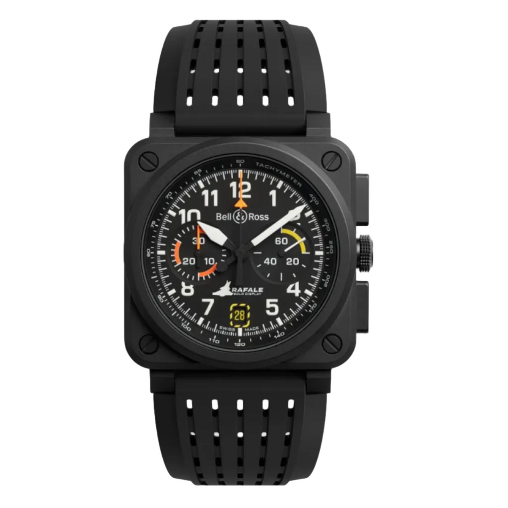 Bell & Ross BR 03 Chrono Rafale Solo Display 42mm Keramik Schwarz Limited Edition BR0394-RSD-CE/SRB