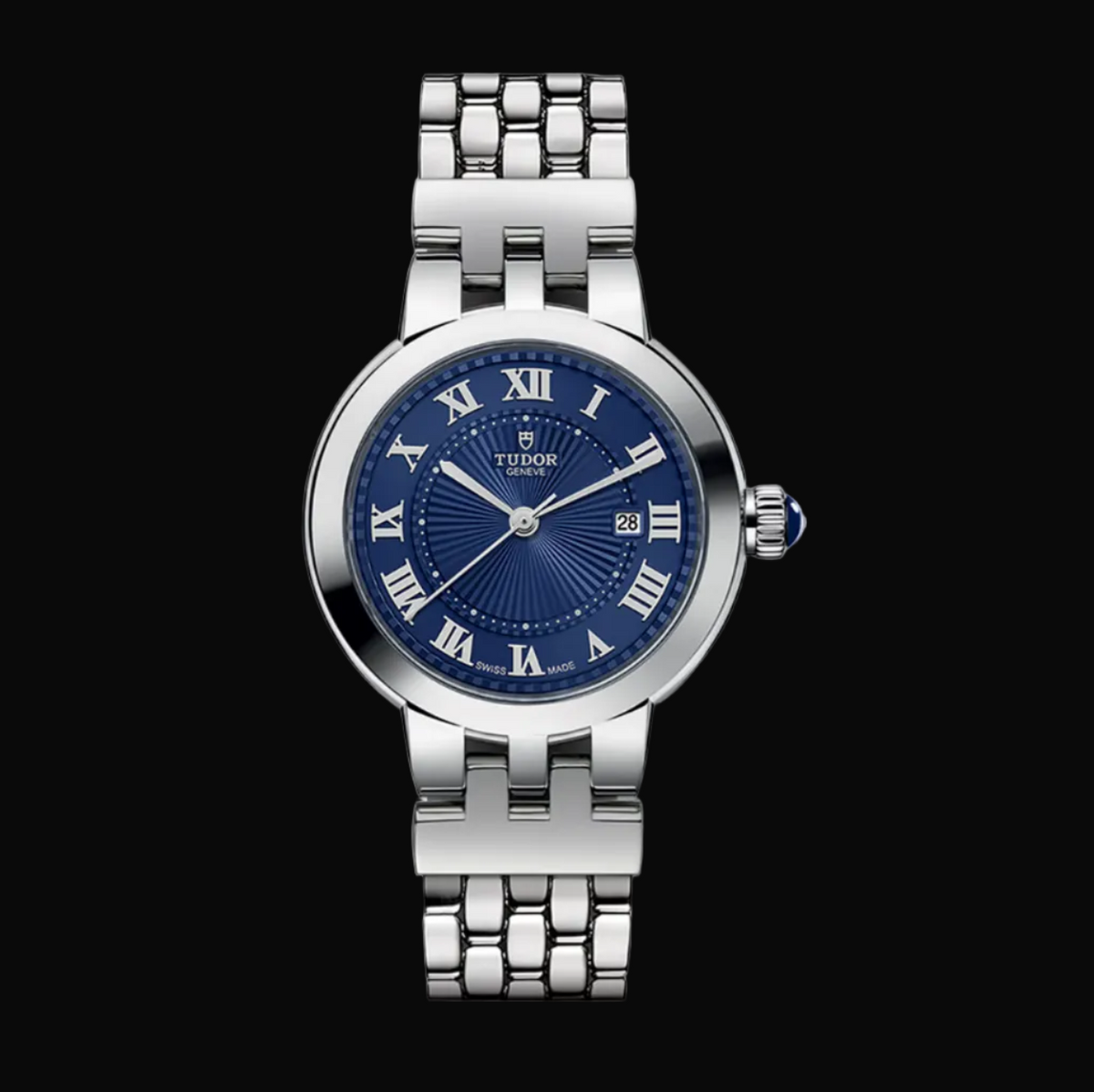 Tudor Clair de Rose 30mm Blau / Edelstahlband M35500-0009