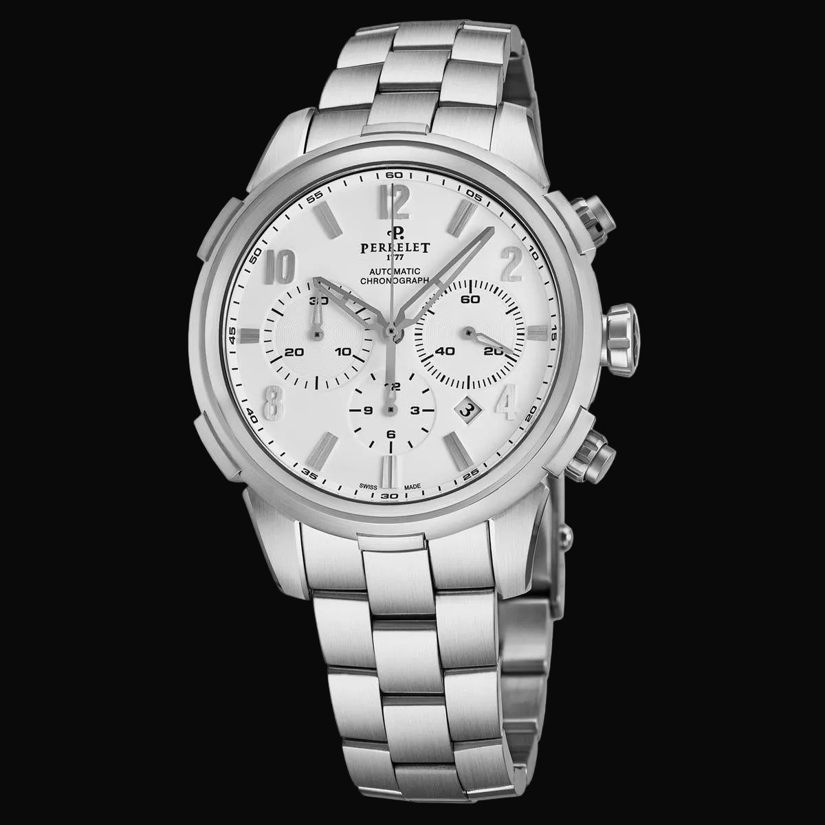 Perrelet Class-T Chronograph Weiss / Edelstahlband A1069/A