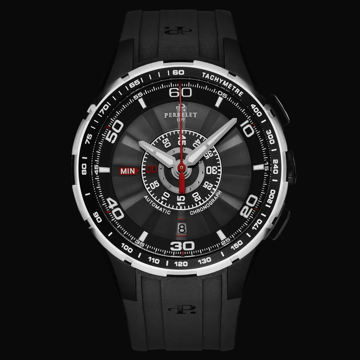 Perrelet Turbine Chrono Silber / Kautschukband A1075/3