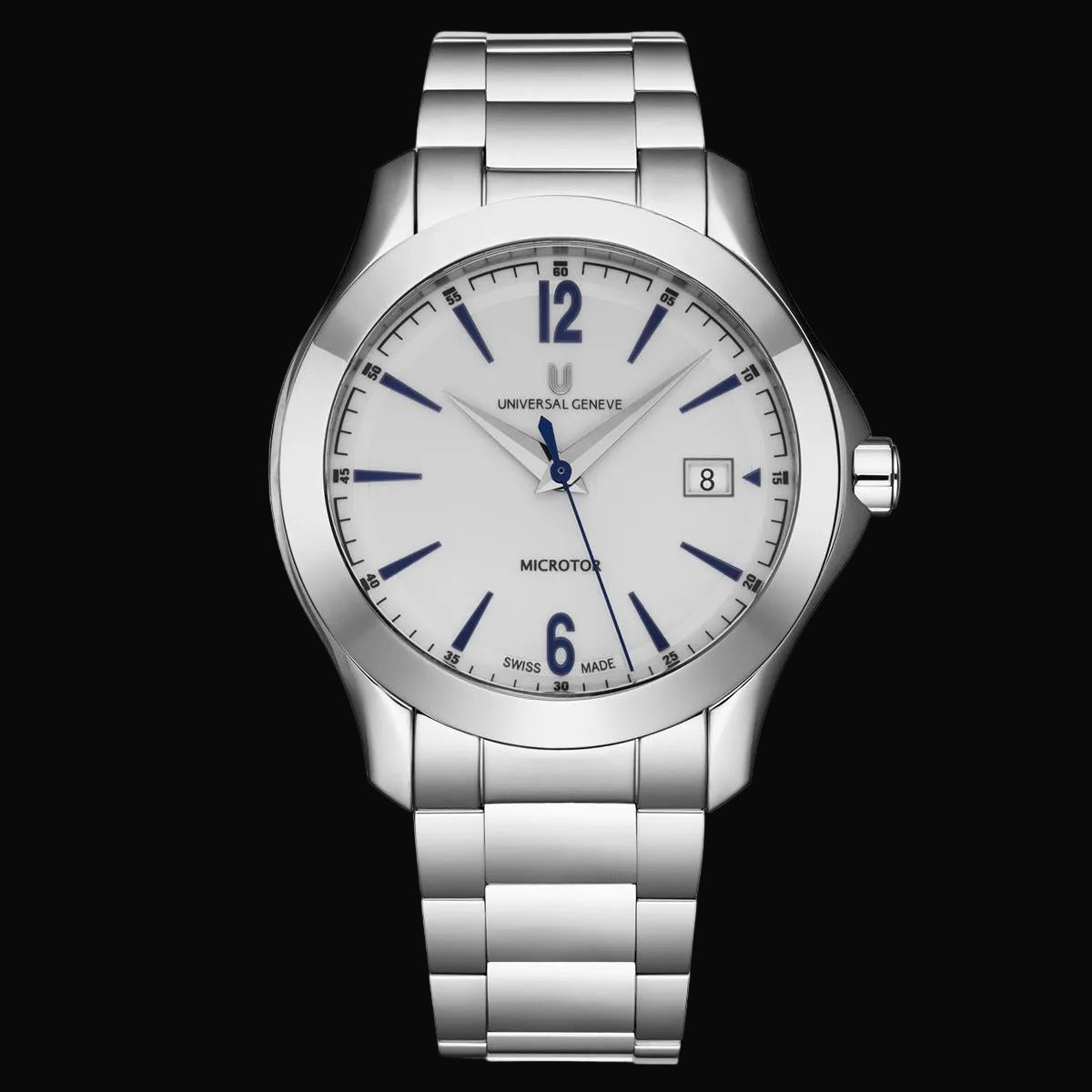 Universal Genève Microtor UG 101 Silber / Blau / Edelstahlband 8101.126-008