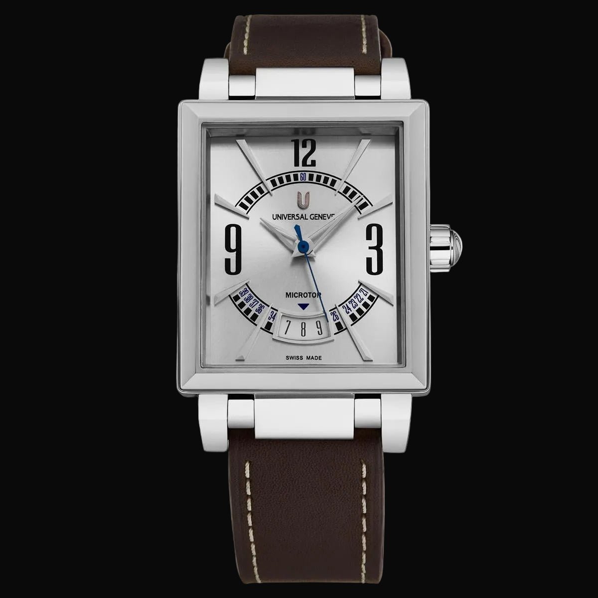 Universal Genève Microtor Cabriolet Silber / Braunes Lederband 8101.129-007