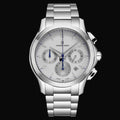 Universal Genève Timer Chronograph Silber / Blau / Edelstahlband 871.128-004