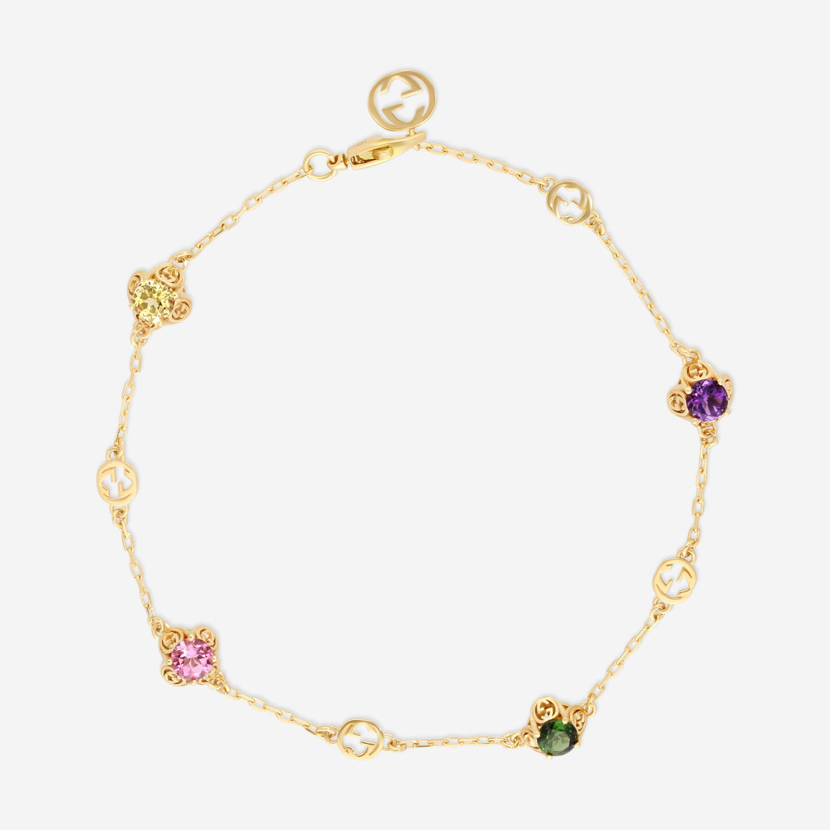 Gucci Interlocking G Armband 18 Kt Gelbgold mit Edelsteinen YBA662430001