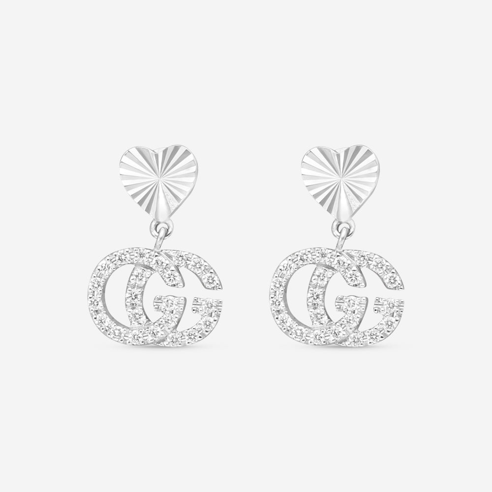 Gucci Running G Ohrhänger 18 Kt Weissgold mit Diamanten YBD648602001