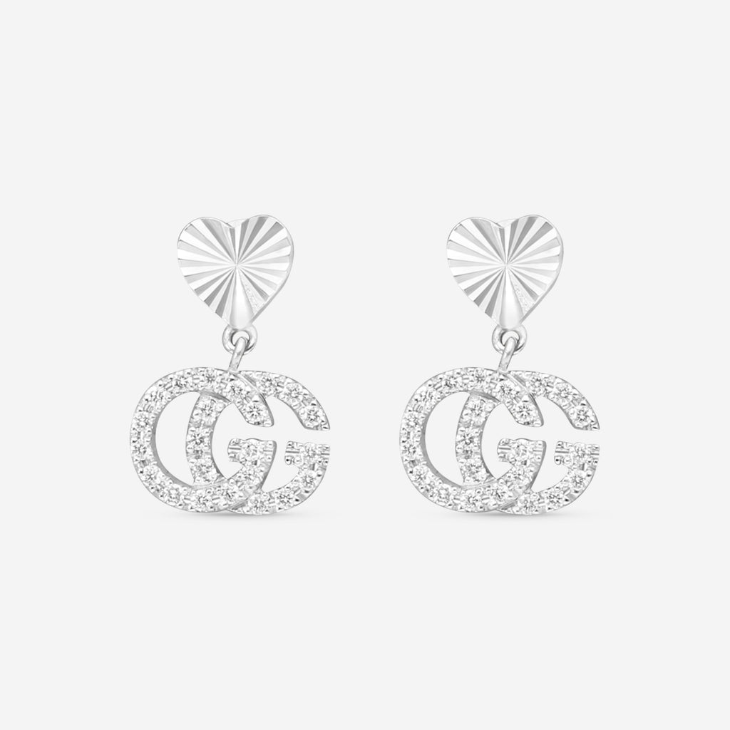 Gucci Running G Ohrhänger 18 Kt Weissgold mit Diamanten YBD648602001