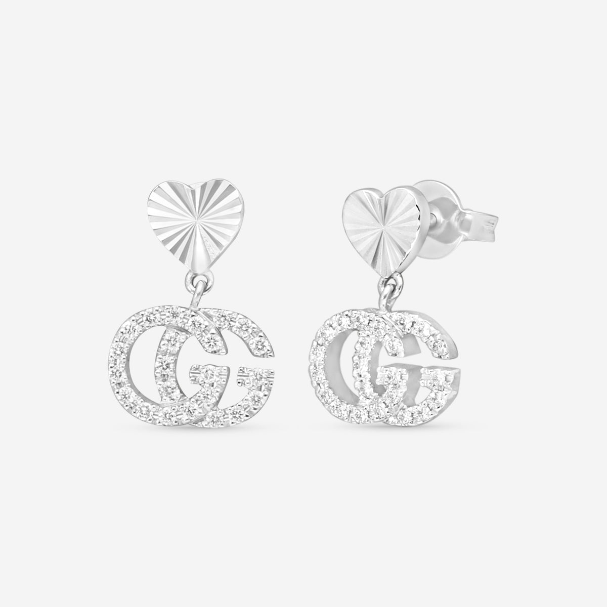 Gucci Running G Ohrhänger 18 Kt Weissgold mit Diamanten YBD648602001