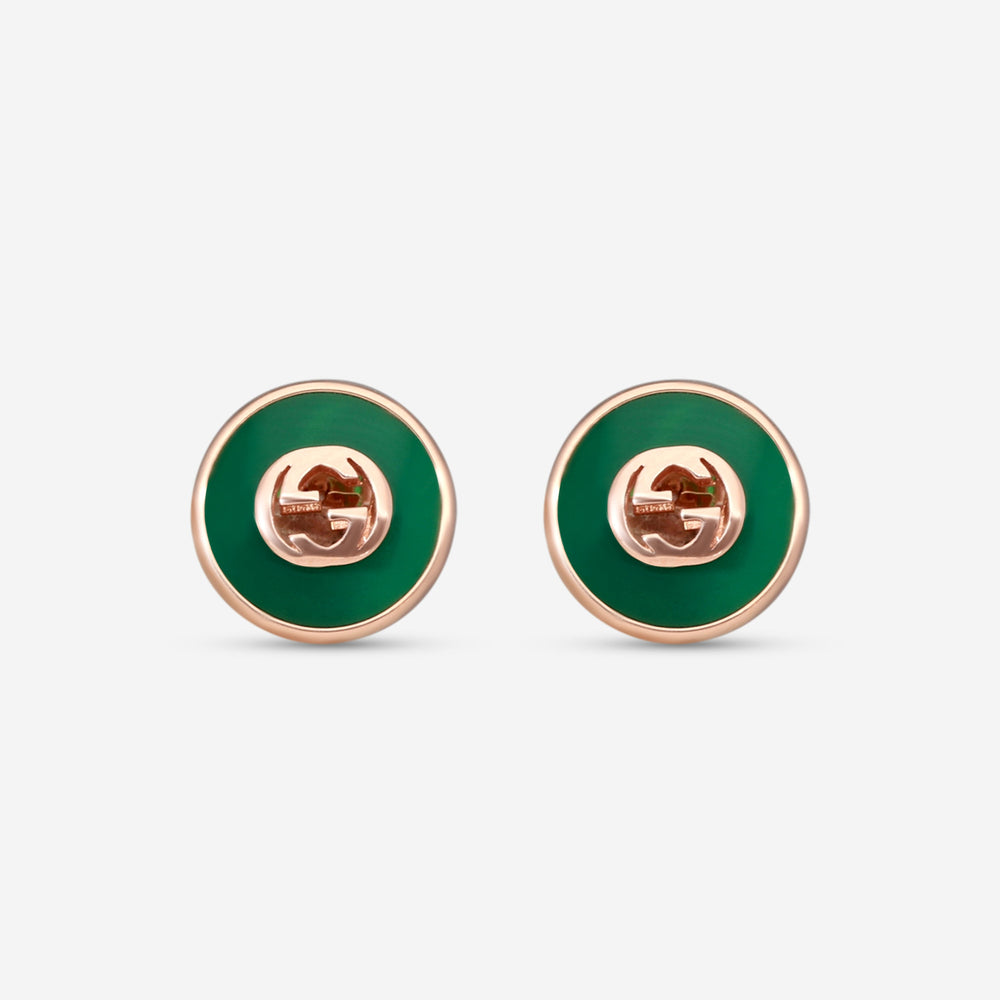 Gucci Ohrstecker 18 Kt Gelbgold mit grünem Achat YBD786554002