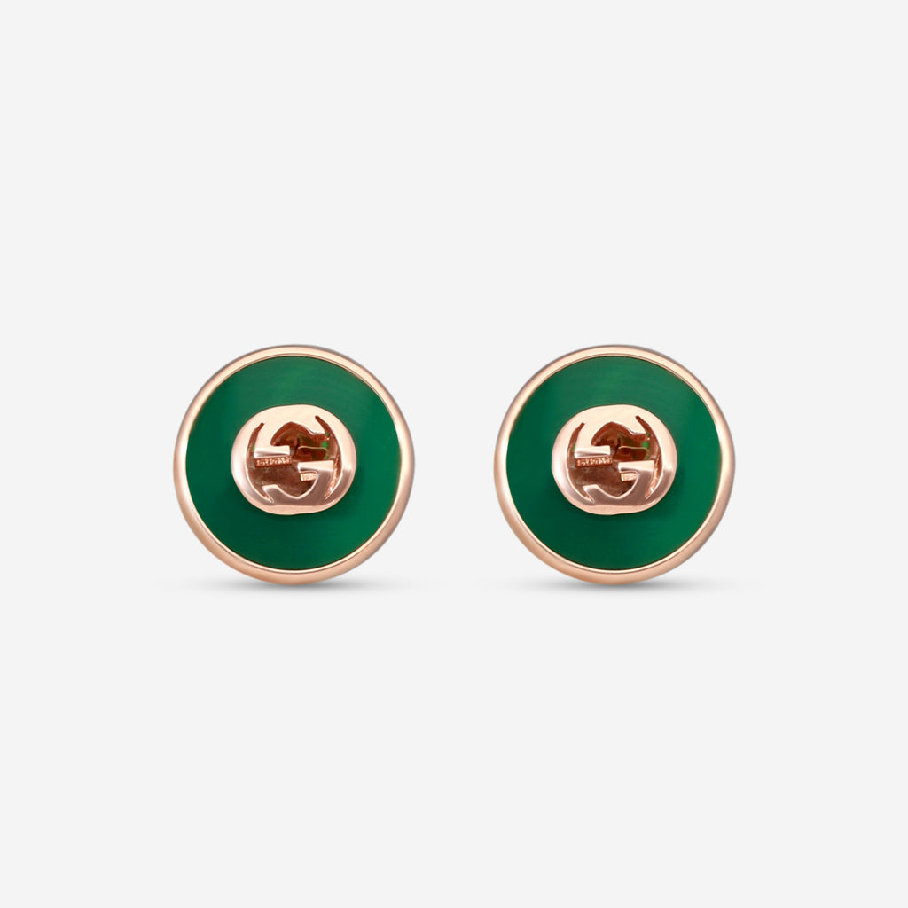 Gucci Ohrstecker 18 Kt Gelbgold mit grünem Achat YBD786554002