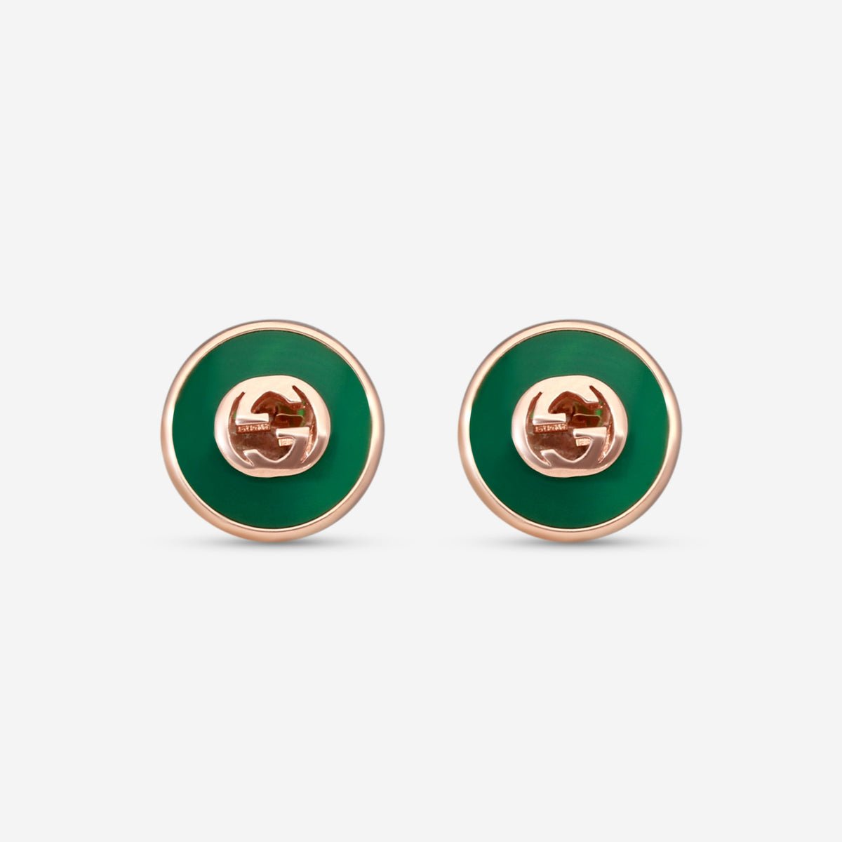 Gucci Ohrstecker 18 Kt Gelbgold mit grünem Achat YBD786554002