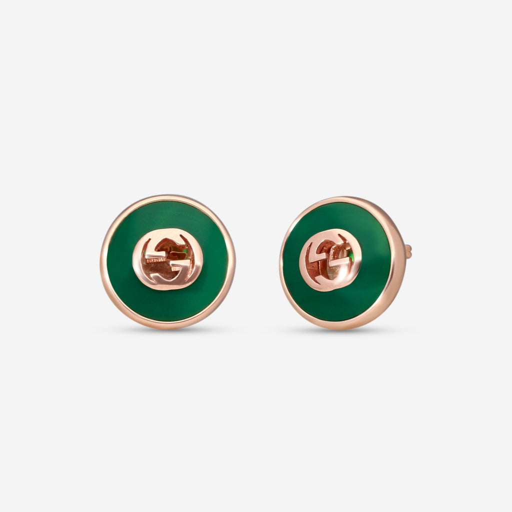 Gucci Ohrstecker 18 Kt Gelbgold mit grünem Achat YBD786554002