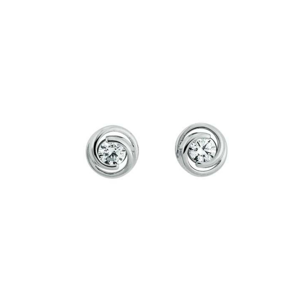 Ohrstecker, Zirkonia, Weissgold 750/ 18K