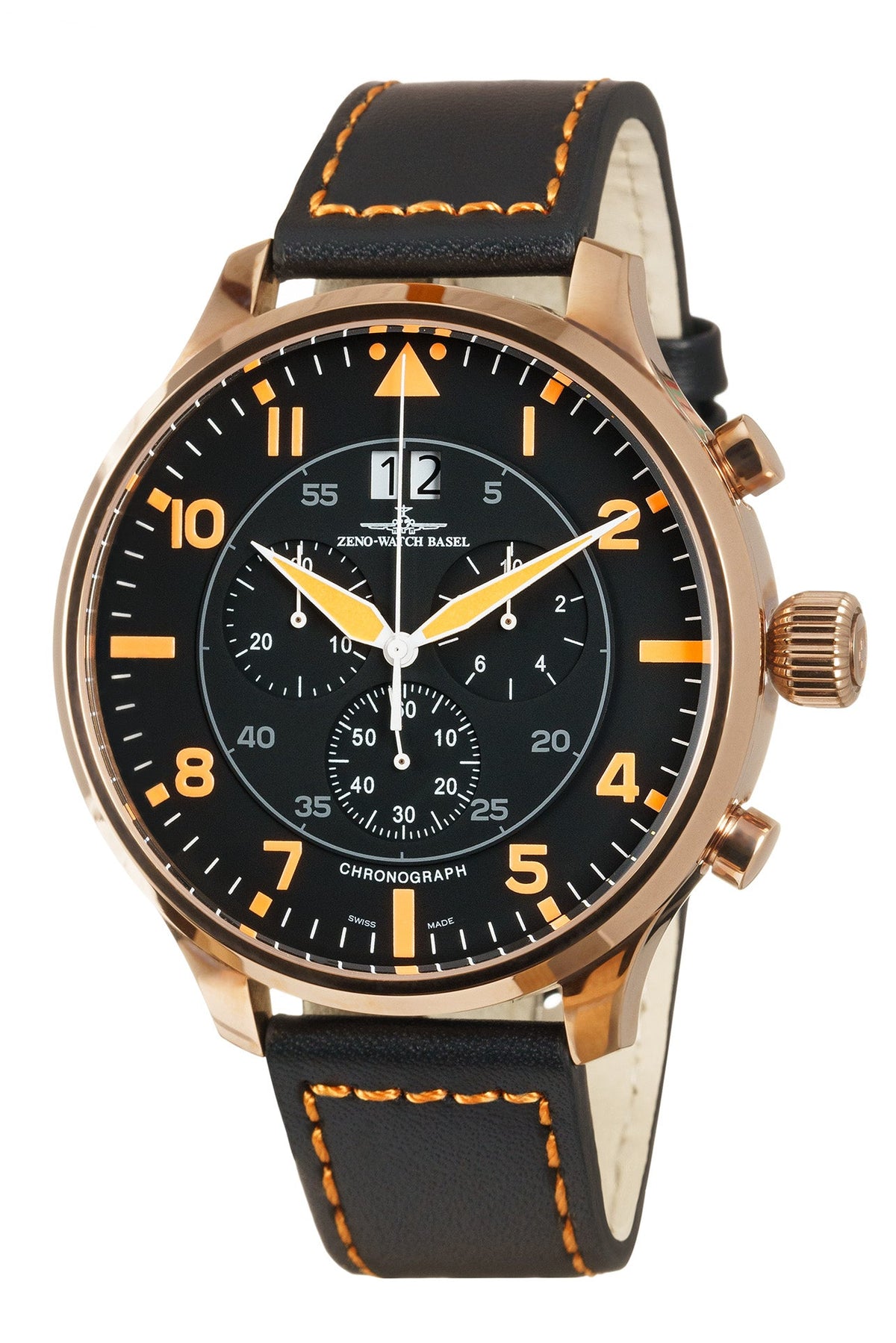 Zeno Watch Super Oversized Chrono Big Date Navigator black
