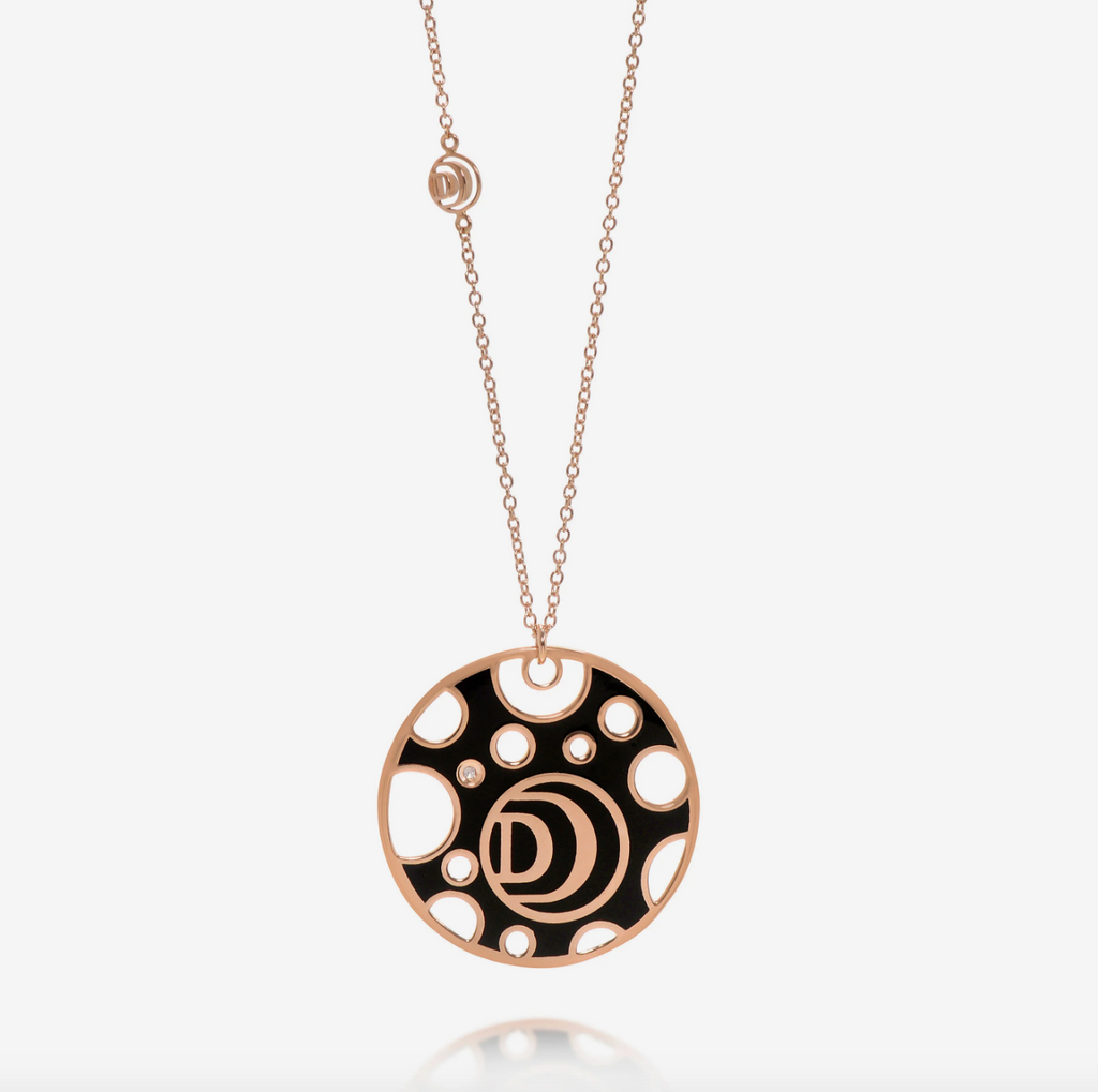 Damiani Damianissima 18K Rose Gold und Keramik Diamant-Anhänger Halskette