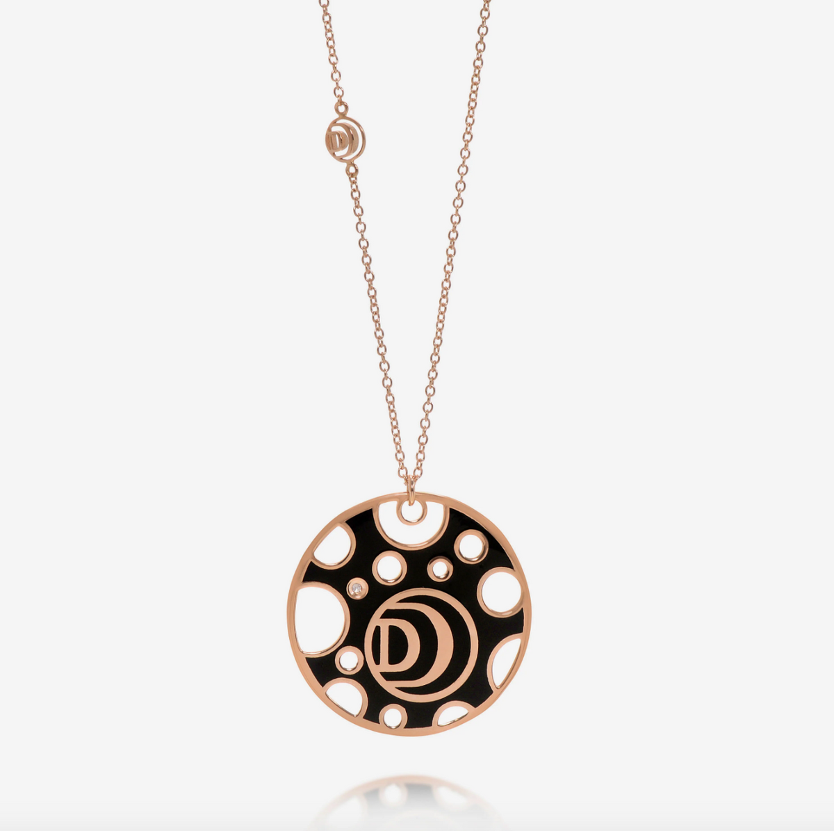 Damiani Damianissima 18K Rose Gold und Keramik Diamant-Anhänger Halskette