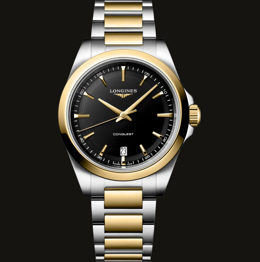 Longines Conquest 38mm Quarz Bicolor Schwarz