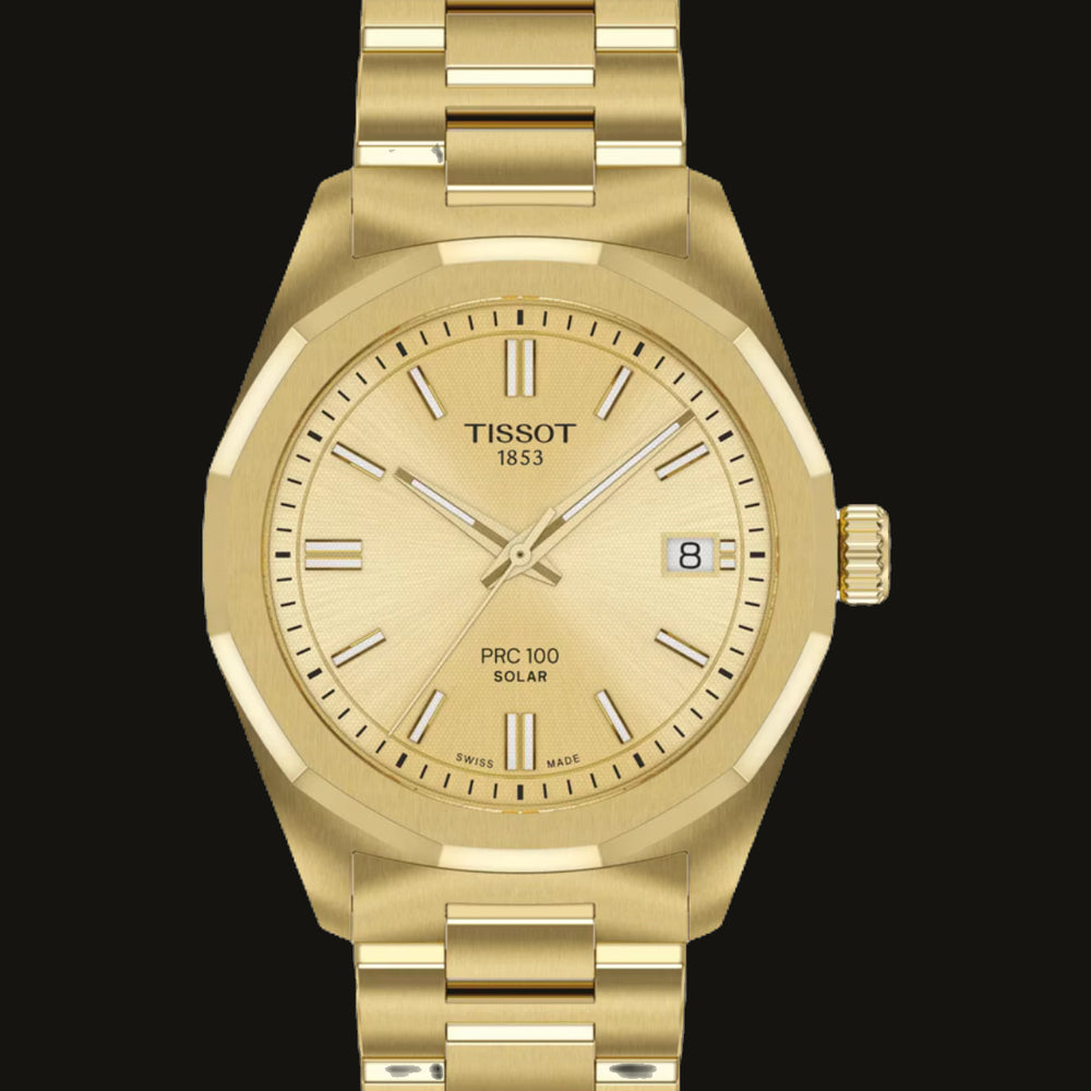 Tissot PRC 100 Solar Quartz 34mm Goldig