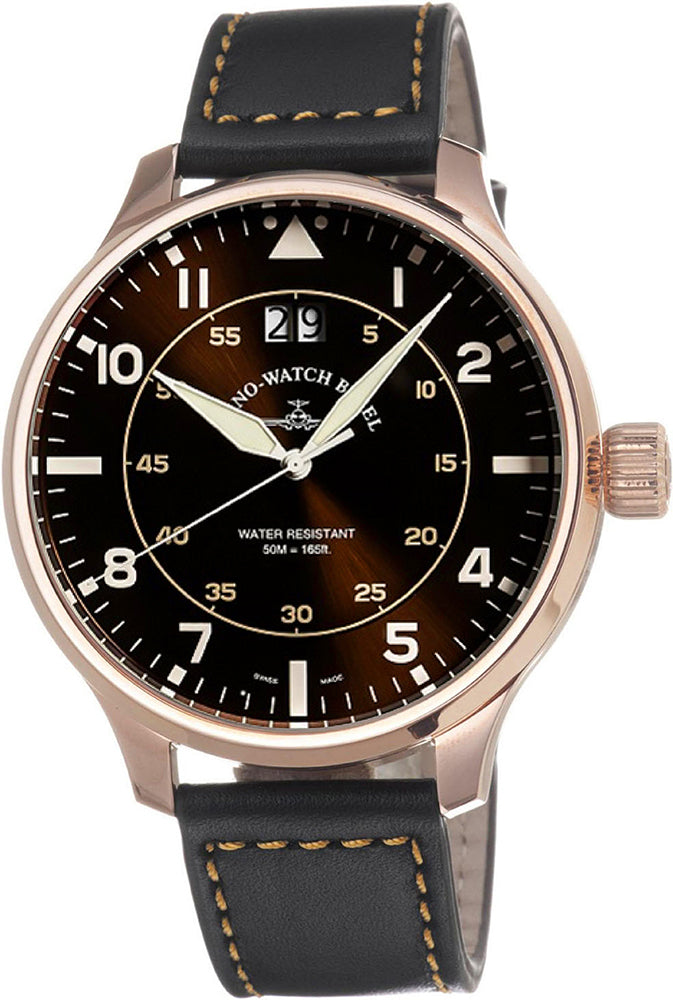 Zeno Watch Super Oversized Big Date Navigator brown