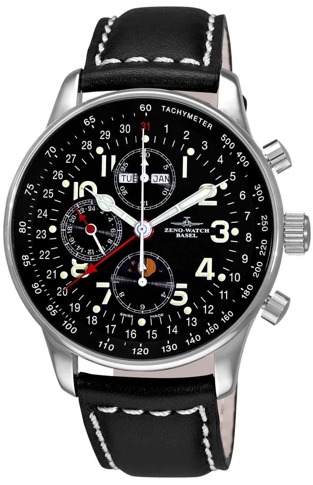 Zeno Watch X-Large Pilot Chronograph full calendar