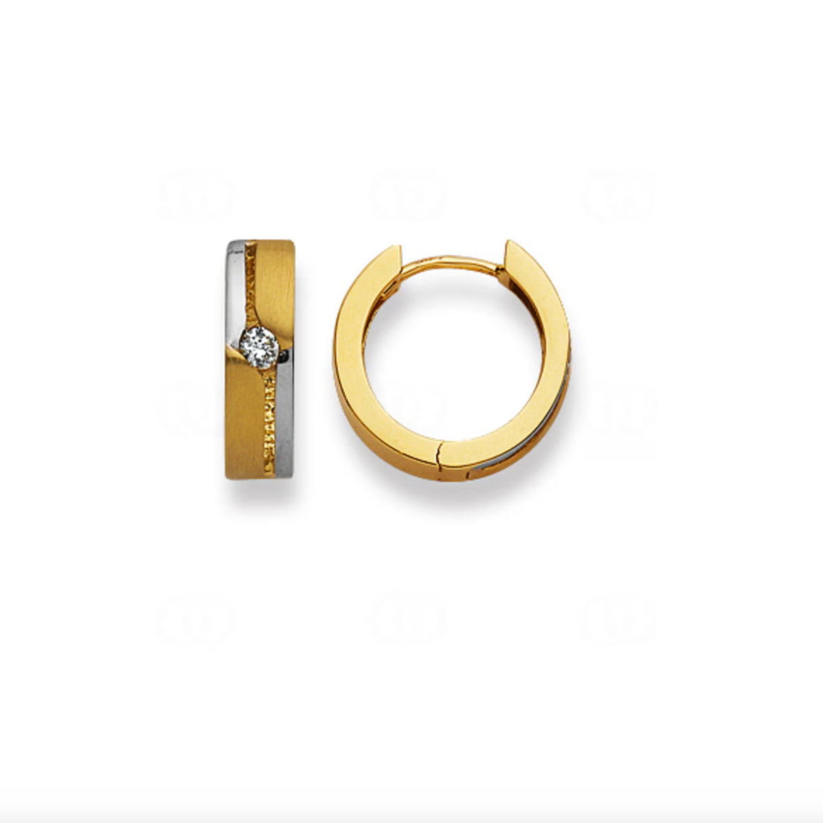 Kreolen 750/18 K Bicolor 14mm mit Zirkonia