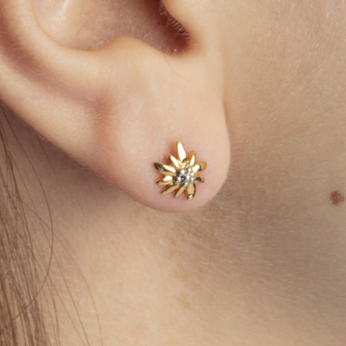 Ohrstecker 750/18 K Bicolor, Edelweiss