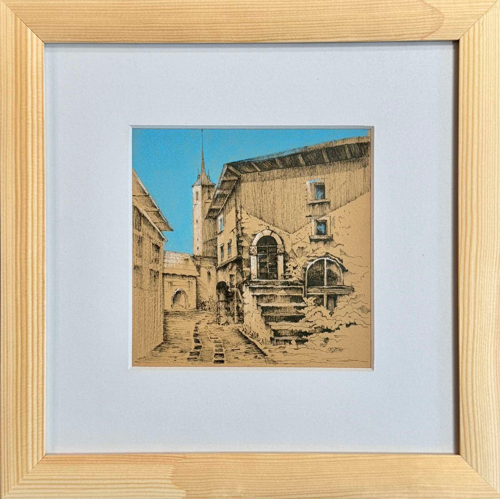 Gemälde “Altstadtgasse", Grafik, 29 x 29 cm