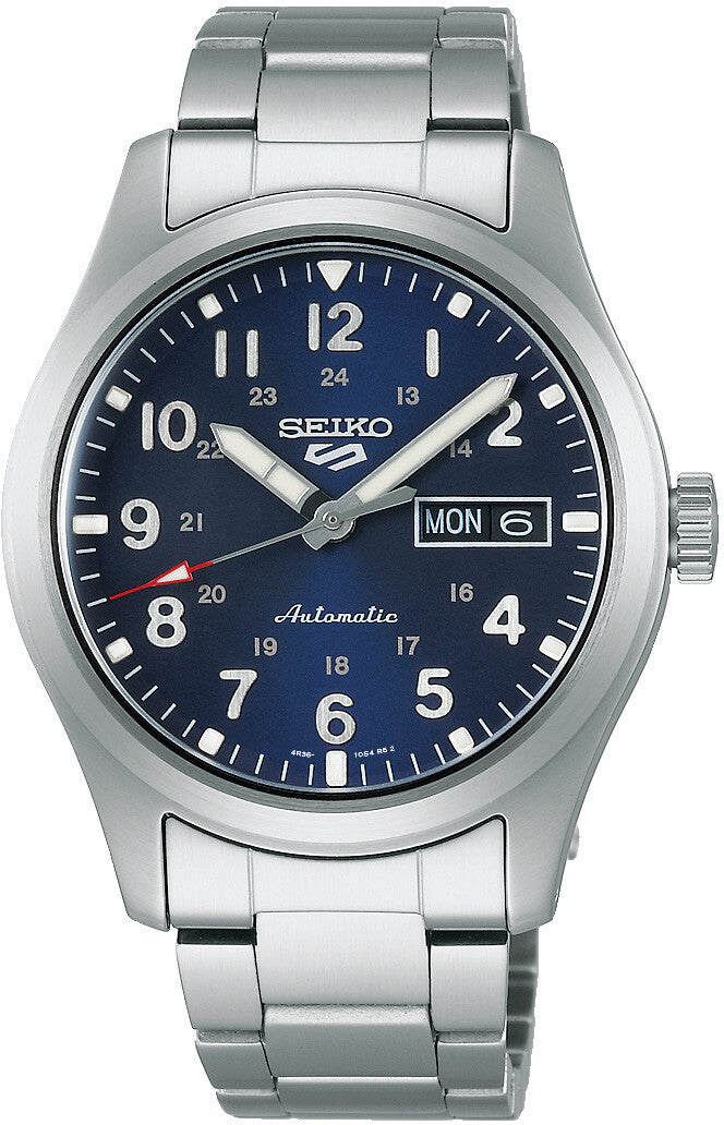 Seiko 5 Sports Automatik Day-Date Silbrig / Blau