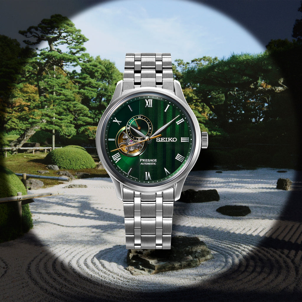 Seiko Presage Open Heart Japanese Garden Moosgrün
