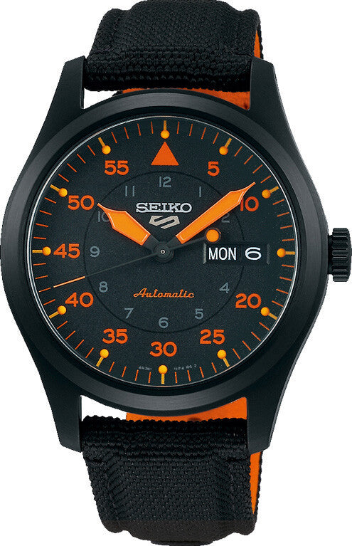 Seiko 5 Sports Automatik Day-Date Schwarz / Orange