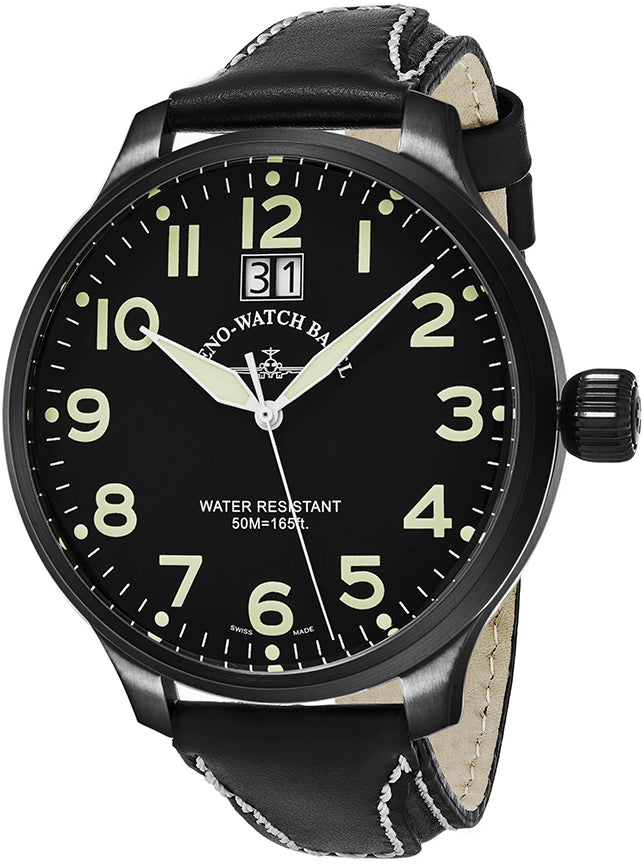 Zeno Watch Super Oversized Pilot Big Date black