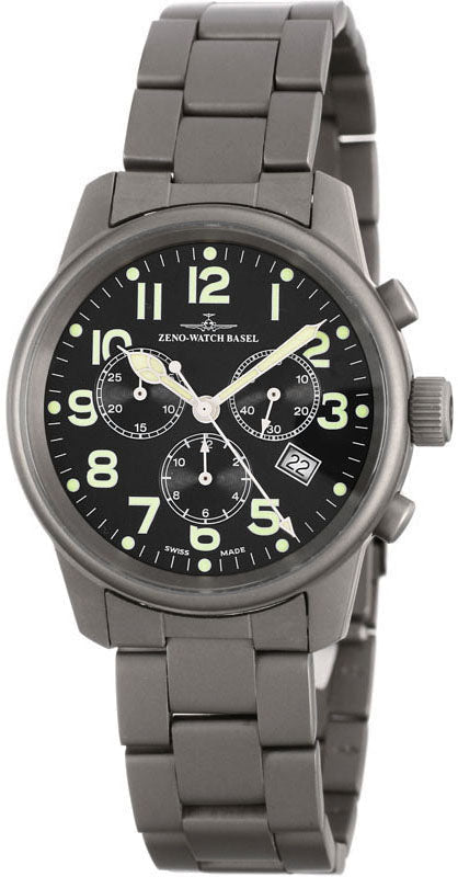Zeno Watch Classic Titanium Pilot Chronograph Date