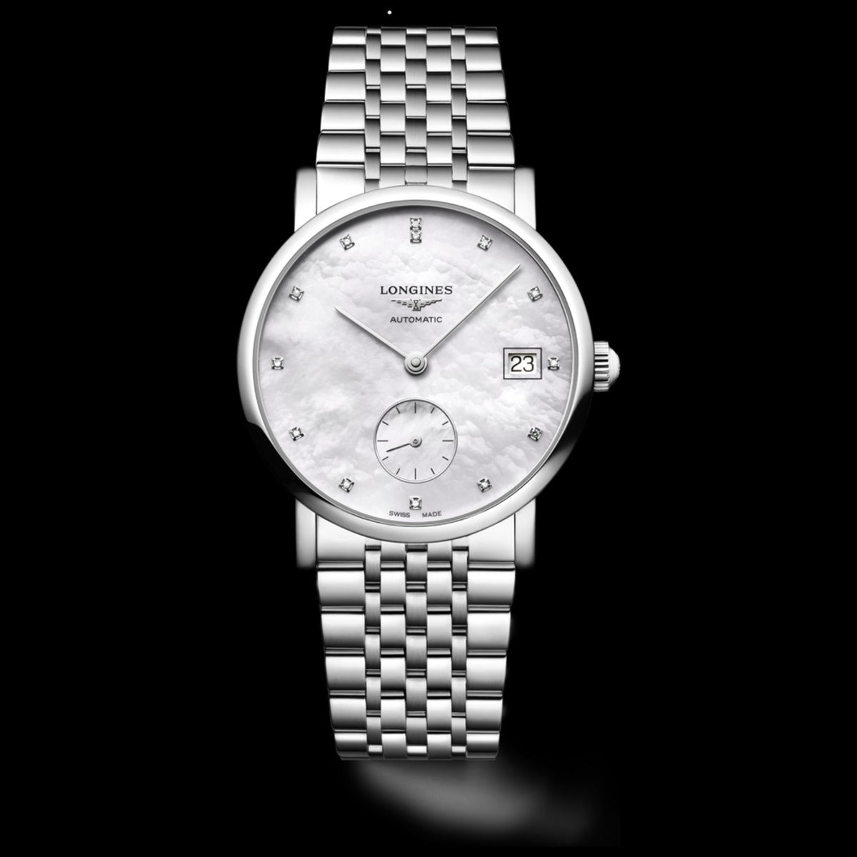 Longines Elegant Collection 34.5mm Weiss Perlmutt Diamanten L4.312.4.87.6